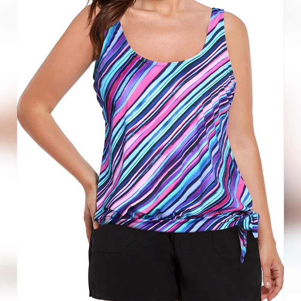 Women's Plus Size Swimwear Tankini Top Bathing Printed
